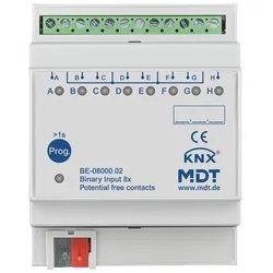 MDT BE-08000.02 KNX Binäreingang 8-fach, 4TE REG, Ausführung potentialfrei BE0800002
