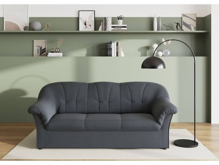 3-Sitzer Sofa, Feinstruktur, Dunkelgrau, 185×82 cm, Elegant & Komfortabel, Klassisch, Domo-Collection