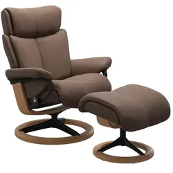 Stressless Sessel mit Hocker Magic Signature Leder Braun Batick Mole L (Large)