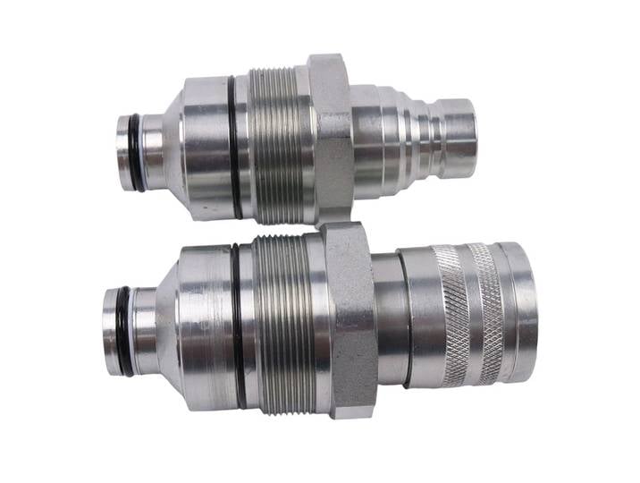 Coupleur plat en argent, coupleur hydraulique, construction en acier, revêtement anti-usure, joints intégrés, interface standard