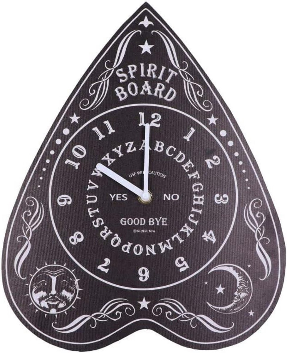 Gothic Planche Klok 34 cm – Zwarte Decoratieve Spirit Board Wandklok – Alternatief Design