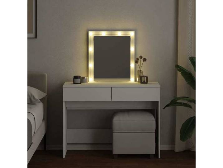 LED - Blanc - Coiffeuse avec LED - Contemporain - blanc 100x40x130 cm - Coiffeuse{10401}