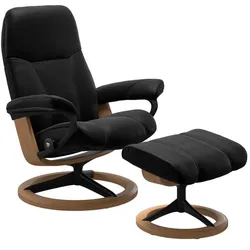 Stressless Sessel mit Hocker Consul Signature Leder Schwarz Batick Black S (Small)