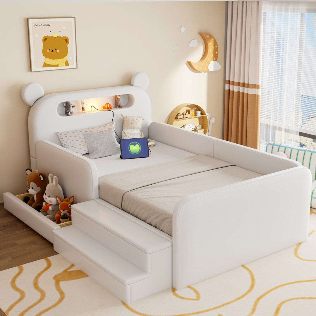 Ivy Bronx Drawers Bed Frame White 90x200 cm