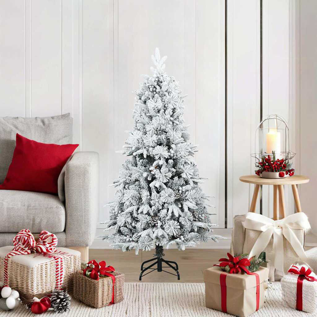 The Seasonal Aisle Artificial Hinged Christmas Tree Snow Flocked White 3.94' H