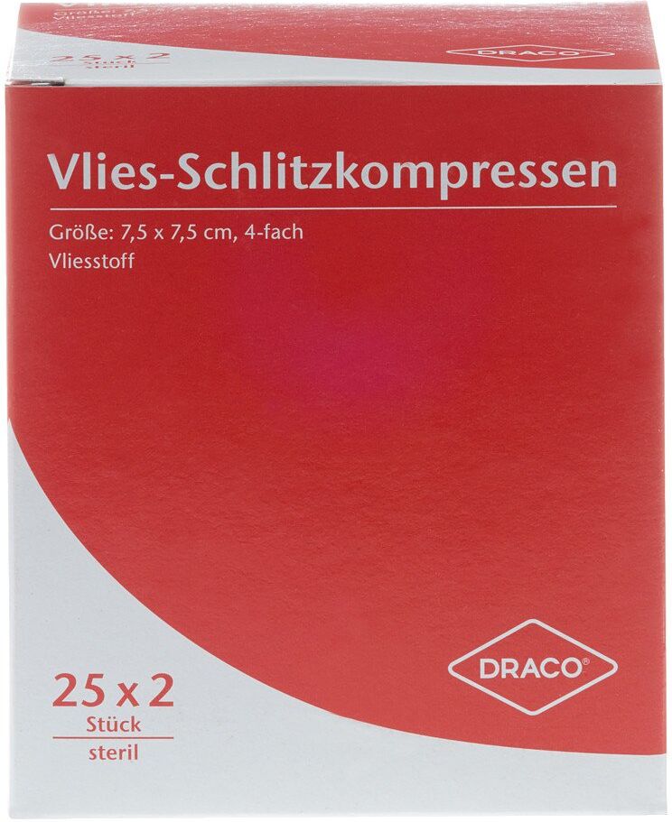 Schlitzkompressen Vlies 7,5x7,5cm 4fach steril 25X2stk