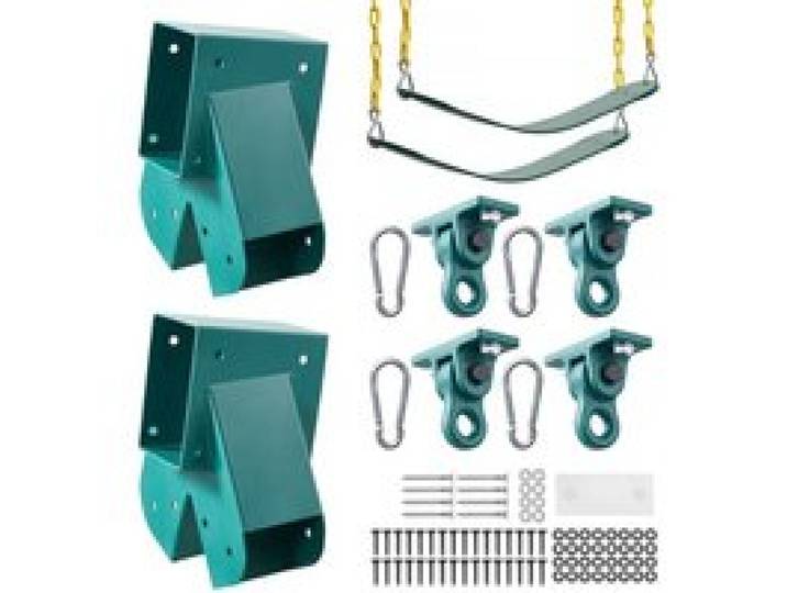 VEVOR Support de Balançoire, Kit de Fixation avec 2 Supports en A, 4 Crochets de Suspension, 2 Sièges de Balançoire et Quincaillerie Incluse, Accessoires de Montage pour Jardin et Aire de Jeux, Vert