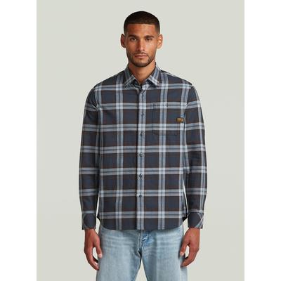 Langarmshirt G-STAR "Bristum 2.0 Slim Hemd", Herren, Gr. XS, blau (ash blau toby check), Obermaterial: 100% Baumwolle, Shirts Langarmshirt