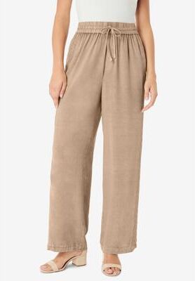 Plus Size Women's Plus Size Acid Wash Pants by Roaman's in New Khaki (Size 32 W)