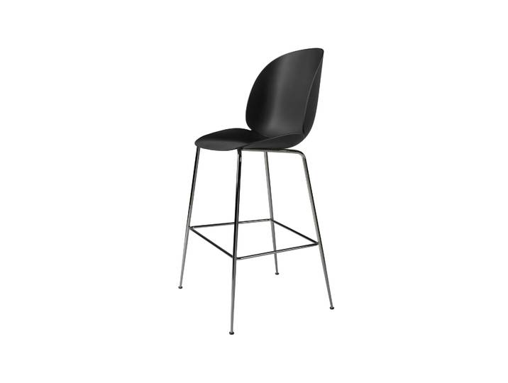 GUBI Tabouret de bar Beetle haut black, structure en acier chromé noir