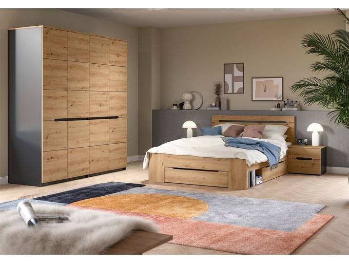 freiraum Schlafzimmer-Set Schlafzimmer-Set >Canu< 4tlg. in Basalt Grau / Artisan, verschiedene, 4tlg. in Basalt Grau / Artisan