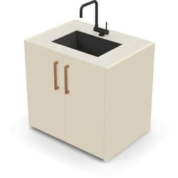 Brabura CT 90 Waschbeckenmodul - Iron Frost / Perle Blanche / Holzgriff