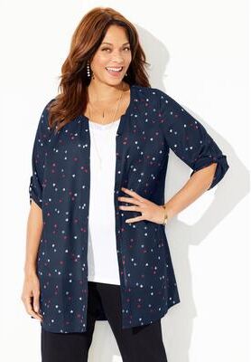 Plus Size Women's Uptown Tunic Blouse by Catherines in Navy Hearts (Size 4X)