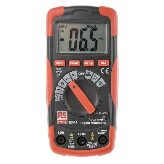 RS PRO Compact Multimeter Autoranging (CAT III 600V) (1231938)