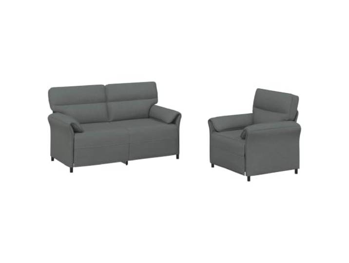 Coespram Sofagarnitur 2-Teilig Dunkelgrau Stoff Couch Set für Wohnzimmer Ergänzendes Polstermöbel Set mit stabilem Metallgestell und Schaumstoffpolsterung für gemütliche Stunden im Wohnzimmer.