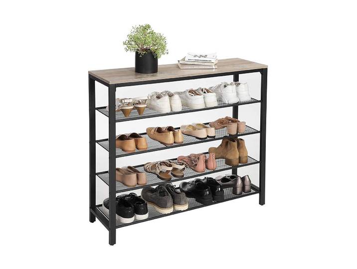 Schuhregal VASAGLE, grau (grau, schwarz), B:100cm T:30cm, Regale, Schuhregal