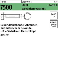 Gewindefurchendeschraube DIN 7500 6-ktflanschkopf DM 5x16 Sta galv.verz. 1000St.