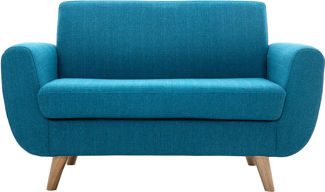 Miliboo Skandinavisches 2-Sitzer-Sofa in Entenblau aus massivem Hevea PURE