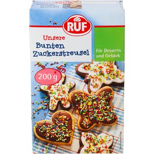 RUF Zuckerstreusel Unsere bunten Zuckerstreusel, in Schachtel, verschiedene Streusel, bunt, 200 g