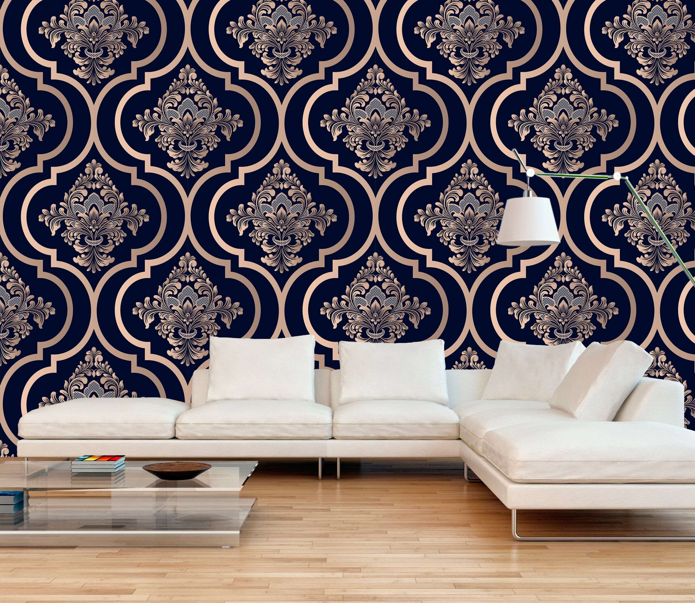 Vinyltapete QUEENCE "Lagertha", blau, B:0,9m L:2,5m, Vinyl, Tapeten, Vinyltapete, 90x250cm, selbstklebend, kinderleichte Anbringung,, Sticker blau B/L: 0,9m x 2,5m, Rollen: 1