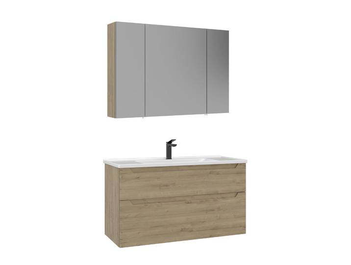 Meuble avec simple vasque et miroir Messina 100 v2 - 100 x 45 x 55 cm - Oak