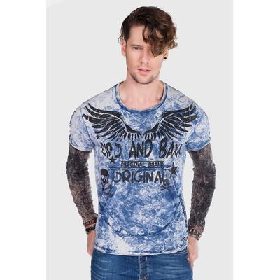 T-Shirt CIPO & BAXX "Sweatshirt", Herren, Gr. S, lila (indigo), 95% Baumwolle, 5% Elasthan, bedruckt, regular fit, Shirts T-Shirt, im lässigen Look