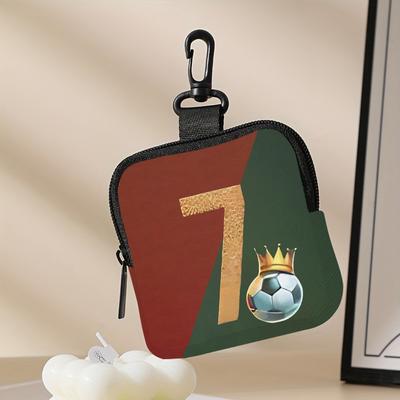 Discount Dollar Deals Mini Coin Purse, Cat Print Lightweight Waterproof Earphone Bag, Multiple Styles Artificial Leather Wallet, Friends Gift world Cup