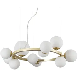 Ideal Lux Pendelleuchte PERLAGE, 11-flammig, 11x G9 (inkl.), IP20, messing satiniert/weiß matt IDEA-283807