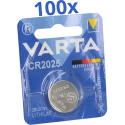 100x VARTA CR2025 Lithium-Knopfzelle 3V 1er Blister