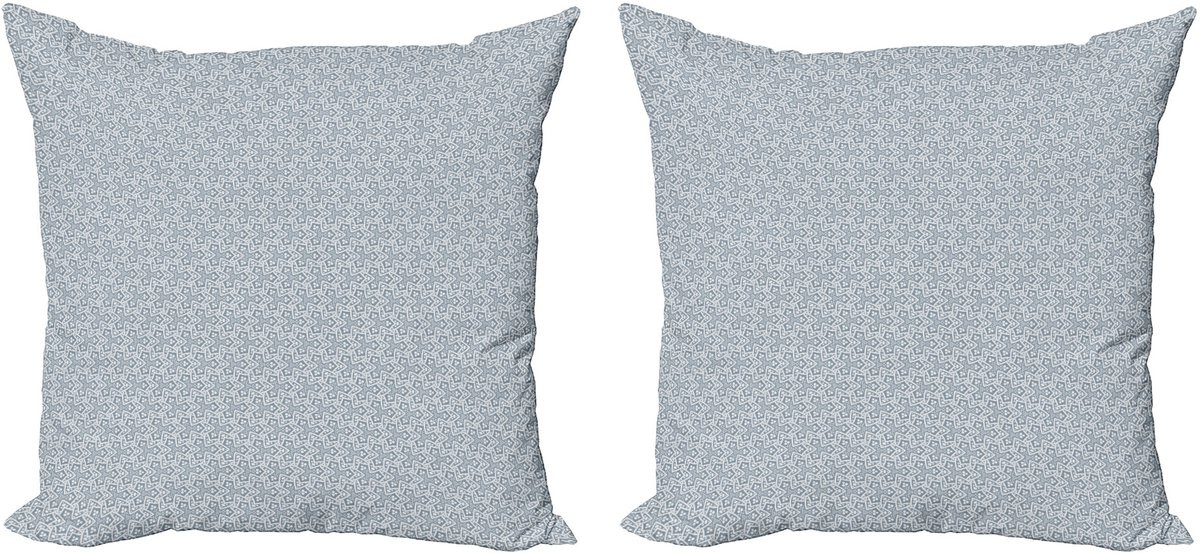ABAKUHAUS Set van 2 Oosterse decoratieve kussenhoezen met sterrenmotief, blauw grijs wit, 60 x 60 cm