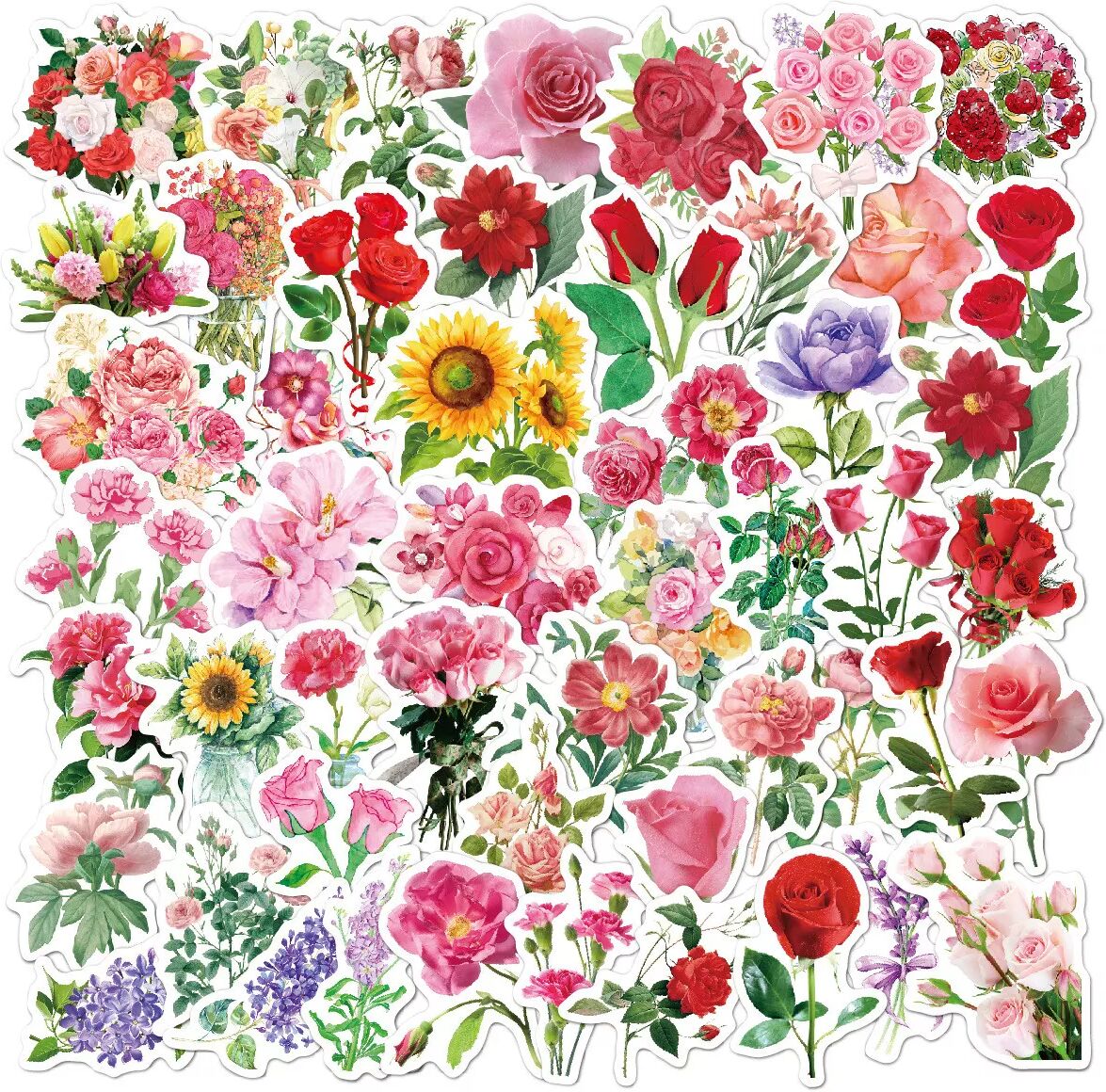 INF Aufkleber Blumen und Blätter 50er-Pack