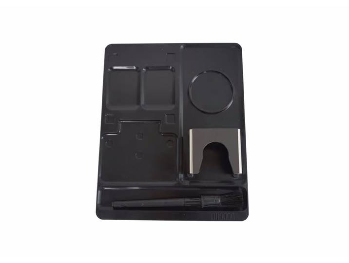Eureka Mignon Mat Kit / Silikonmatte, Tamperbase, Pinsel Silikonmatte – Siebträgermaschine Zubehör – schwarz