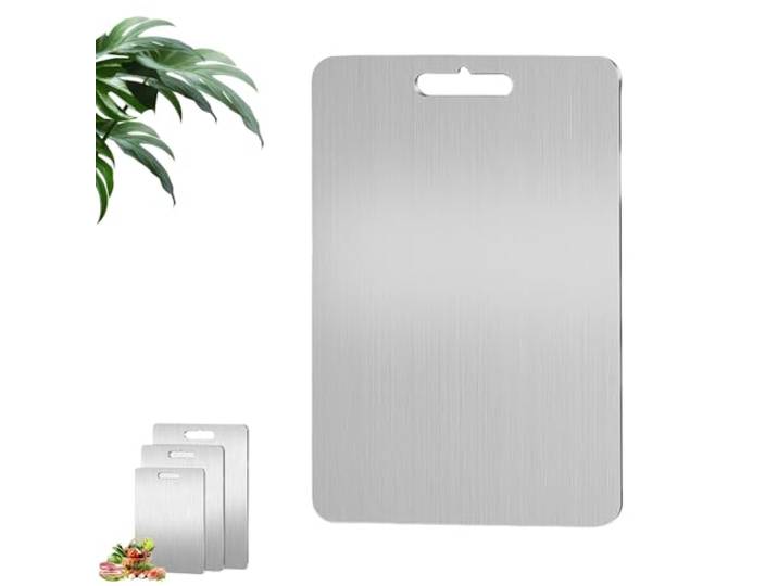 Titan Schneidebrett, 1.0/1.5mm Dick Titanium Cutting Board, Doppelseitiges Küchenbrett, Leicht zu Reinigen, Eine Seite für Rohe, Eine Seite für Gegarte Lebensmittel
