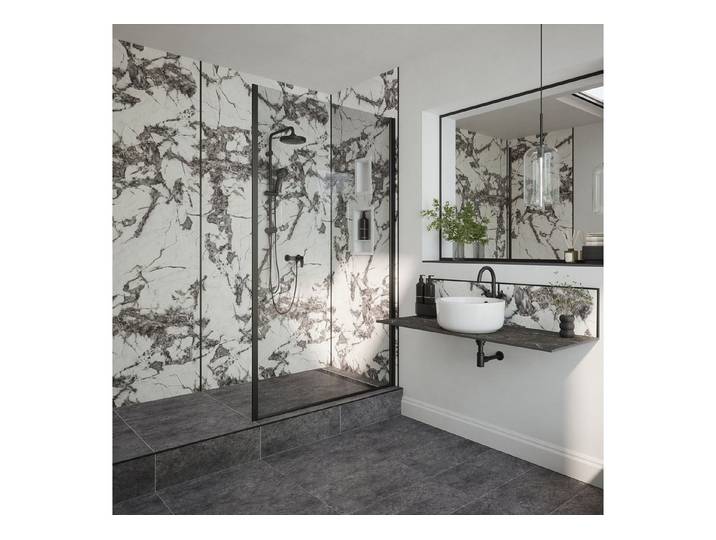 Wetwall Spritzschutz Alloy Calacatta Fantasia, Einfache Montage ohne Bohren