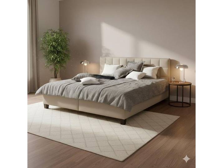 Polsterbett Sansone Webstoff mit Bettkasten 120x200cm Sand klassischer Stil,