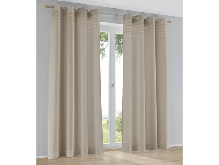 Vorhang KUTTI Kessy , beige (natur), B:140cm H:145cm, Baumwolle, Polyester, Gardinen, Vorhang, Eleganter Uni-Vorhang mit dekorativer Biesenblende