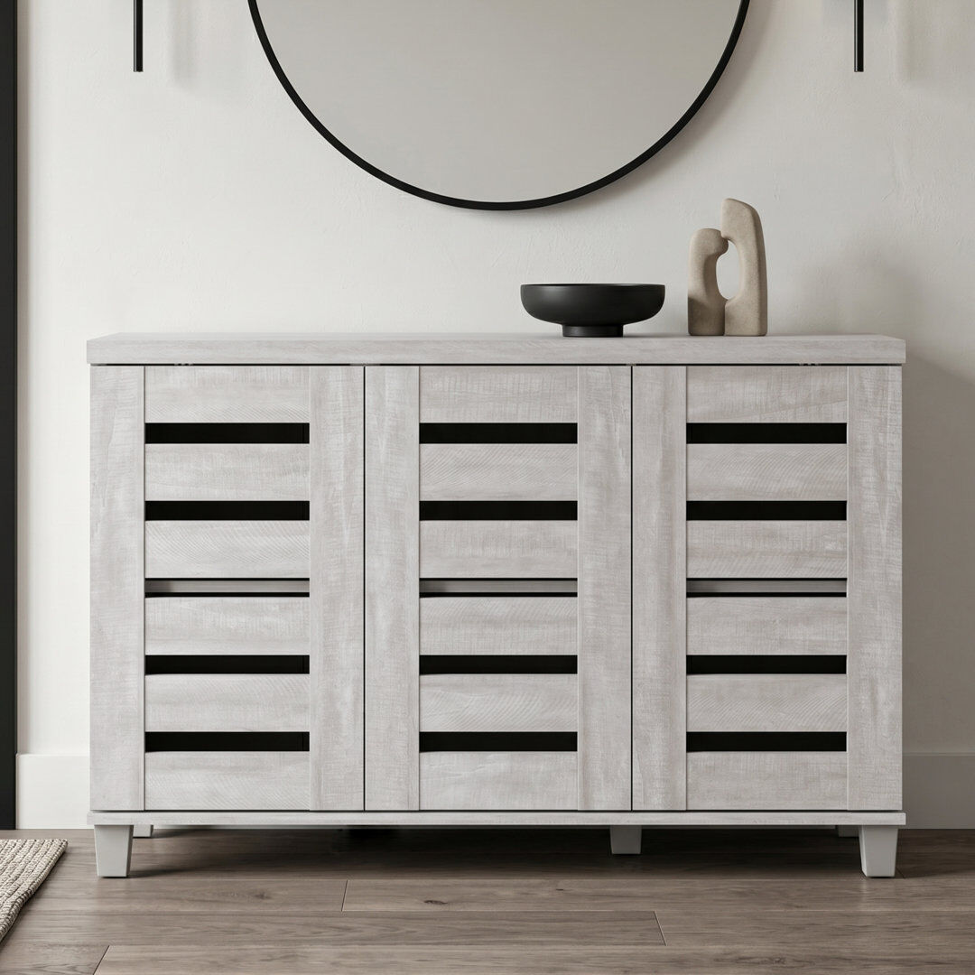Blue Elephant Lismore 3 Door Shoe Storage Cabinet Dusty Grey Oak 16