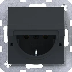 Hager Steckdose SCHUKO mit Klappdeckel, arretierbar, Steckklemmen, A.x/C.x, anthrazit matt, lackiert
