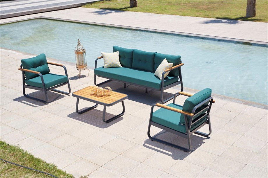 Skye Decor, Assento- Rio CLR, Benzinblau, Gartensofas, 81x185x80 cm, Rahmen: 100% Aliminium