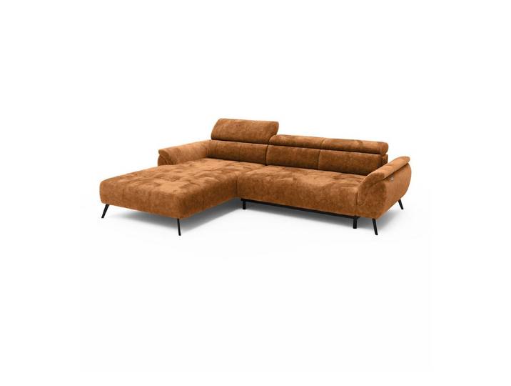 LIVORA Ecksofa SOFAS 100% Polyester rostfarben, 286x184x79 cm rostfarben