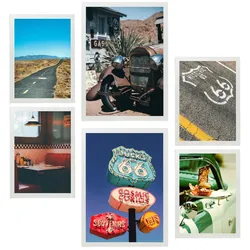 POSTER Set Mit 6 Route 66 Usa, Und Kultur A3 & A4 Weißer Rahmen