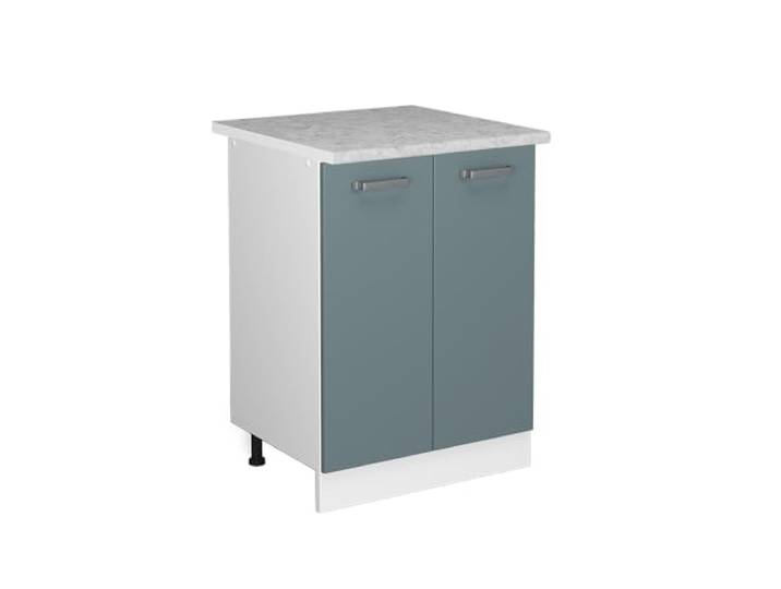 Vicco Unterschrank R-Line, Blau-Grau, 60 cm mit Türen, mit Arbeitsplatte, zur Aufbewahrung von Haushaltsutensilien und Reinigungsmitteln