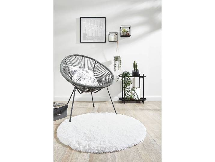 Kunstfellteppich Alpa Weiß/Weiß Ø 80cm 100 % Polyester