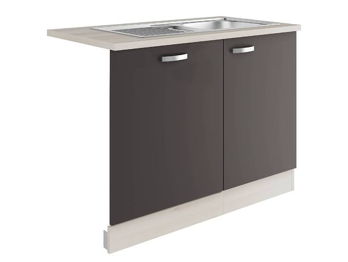 Meuble sous évier variante C 110cm Gris/Anthracite/Imitation acacia