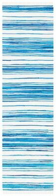 SAFAVIEH Handmade Rag Rug with Fringe Valborg Casual Stripe Cotton Rug with Fringe