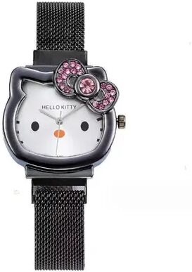Youfap Market Sanrio Anime Quartz Watch, Hello Kitty Bow Diamond Design, Cute Cartoon Magnet Watches For Girls Birthday Gifts black