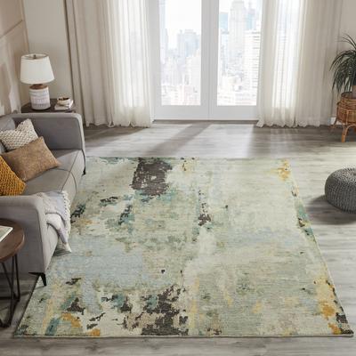 KALATY Toros Blue Abstract Hand Knotted Wool Area Rug