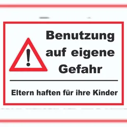 HB-Druck Benutzung auf eigene Gefahr Schild A4 Rückseite selbstklebend