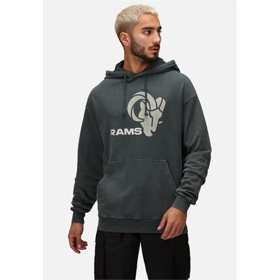 Kapuzensweatshirt RECOVERED "NFL RAMS MONOCHROME HOODED", Herren, Gr. M, grau (anthrazit), 100% Baumwolle, bedruckt, normal, ohne Ausschnitt, Sweatshirts, für alle Los Angeles Rams-Fans