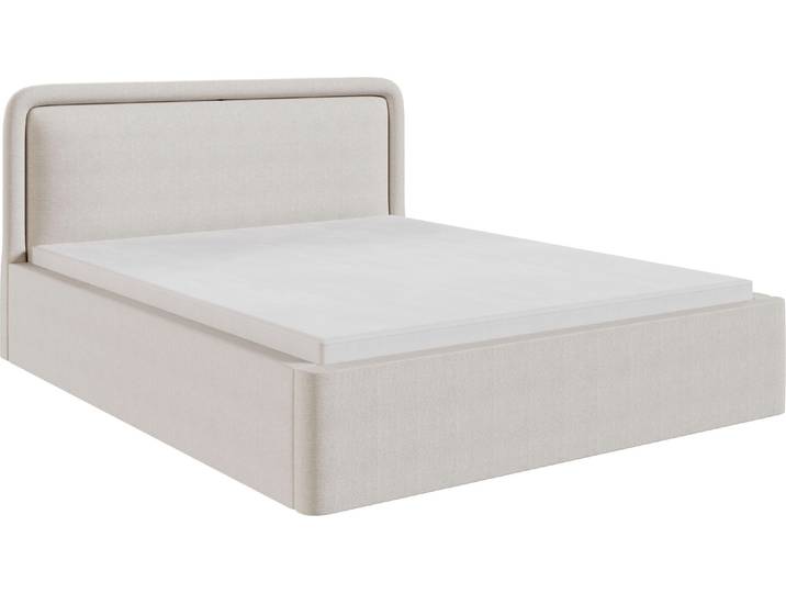 Polsterbett FORTE Latis , beige (beige, beige), B:196cm H:100,5cm L:216cm, Der Bezugsstoff Cremona aus der Davis-Kollektion ist ein hochwertiger Strukturstoff mit markantem, grobem Splitt und einer einzigartigen, fühlbaren Textur. Mit einer extrem hohen Scheuerbeständigkeit von über 70.000 Martindale-Zyklen, REACH-Zertifizierung und einer Grammatur von 465 g/m² ist er besonders robust, langlebig und sicher., Betten, Polsterbett, erhältlich in verschiedenen Farben